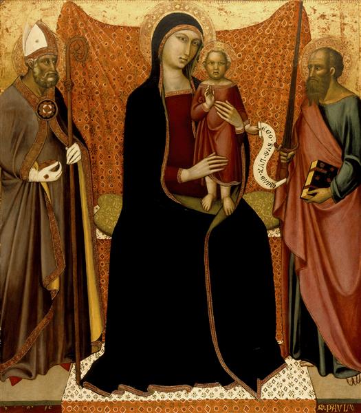 Madonna and Child with Saints Nicholas and Paul - Luca di Tommé