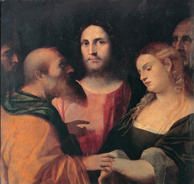 Christ and the adulteress, c.1525 - c.1528 - Якопо Пальма старший