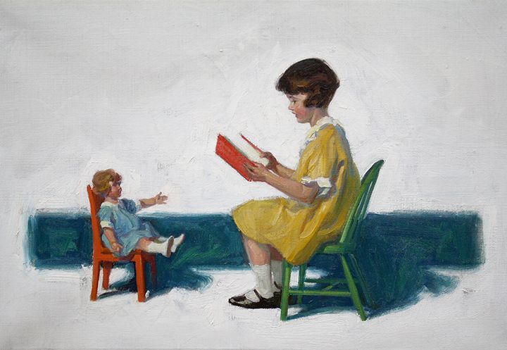 Girl reading to doll, 1925 - Haddon Sundblom