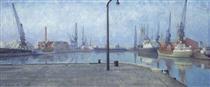 Docks at Goole, Early Morning - Richard Eurich
