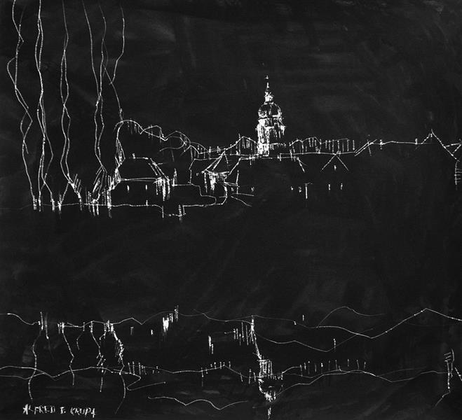 Karlovac at night. A view from the Kupa river, 2007 - Alfred Freddy Krupa