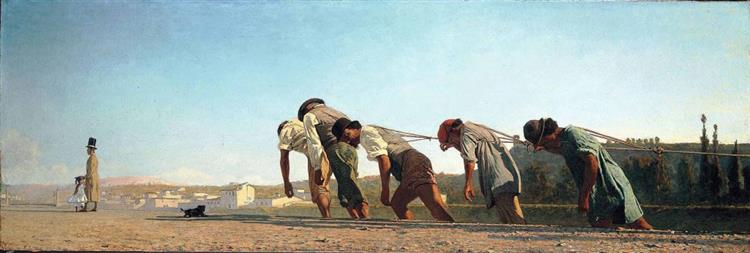 The towpath, 1864 - Телемако Сіньйоріні