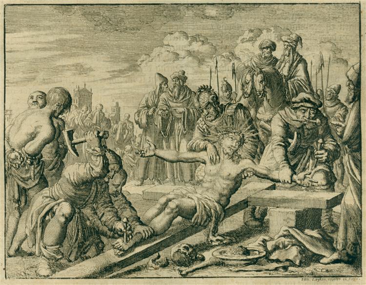 Christ Being Nailed to the Cross, 1685 - Ян Лёйкен