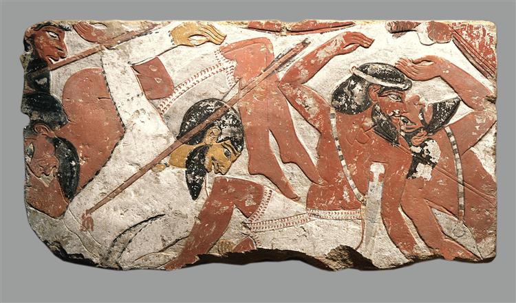 Block from a Relief Depicting a Battle, c.1427 - c.1400 AC - Ancient Egypt
