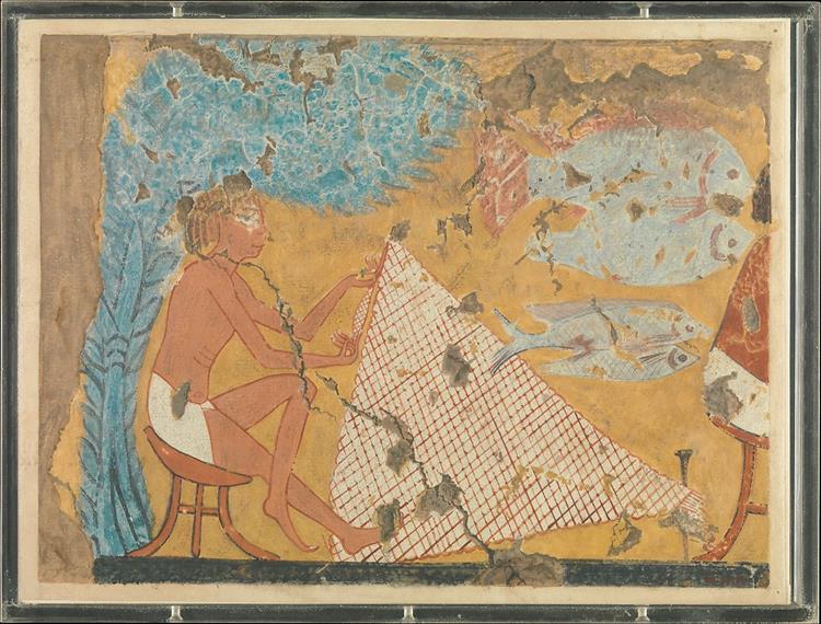 Man Making a Net, Tomb of Ipuy, c.1295 - c.1213 AC - Ancient Egypt