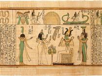 Nany Before Osiris, Isis and Nephthys (Book of the Dead for the Singer of Amun, Nany) - 古埃及