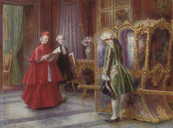 A Cardinal with His Attendants - Angelo Zoffoli