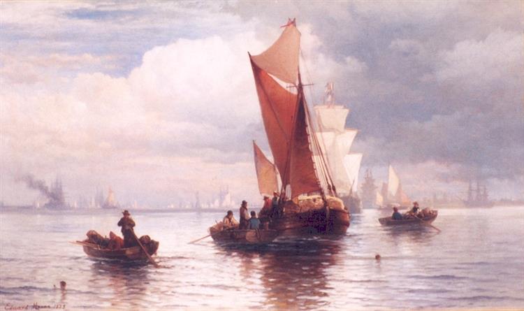 Active Morning NY Harbour, 1879 - Edward Moran
