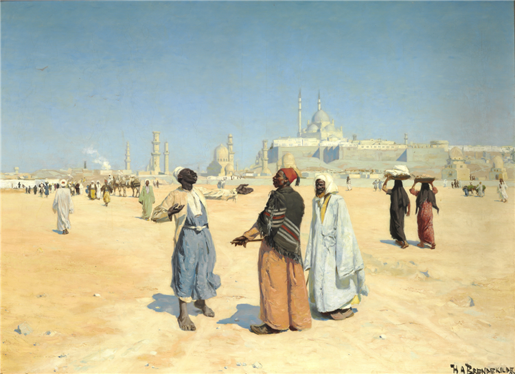 View from the Desert of Cairo with the Citadel and Mamluk Tombs in the Background - Hans Andersen Brendekilde