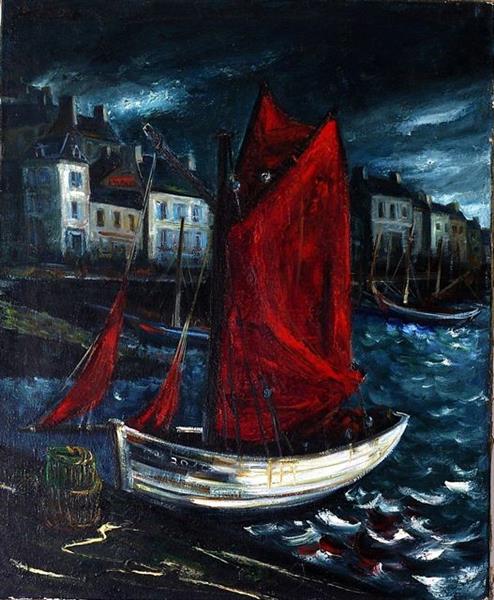 Barca de pesca con vela roja, 1954 - Marie-Thérèse Auffray