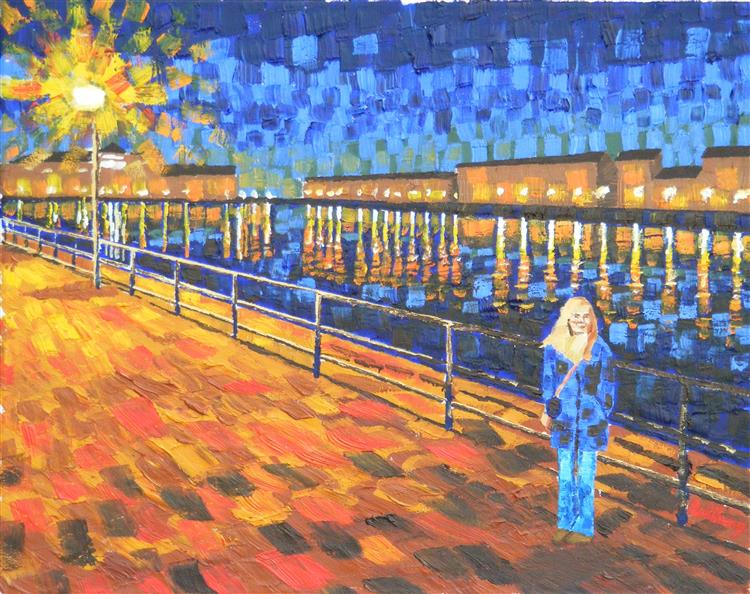 29. Preston Docks After Starry Night Over the Rhone 2017 by Anthony D. Padgett (after Van Gogh, Arles 1888), 2017 - Anthony Padgett