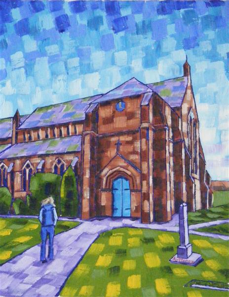 66. The Church at Longton 2017 by Anthony D. Padgett (after Van Gogh Auvers Sur Oise 1890), 2017 - Anthony Padgett