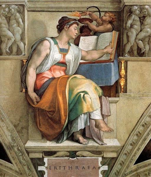 Ceiling Of The Sistine Chapel. Sybils Erithraea, c.1509 - Michelangelo