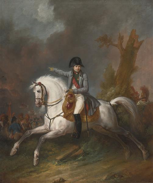 An Equestrian Portrait of Napoleon with a Battle Beyond, c.1807 - Carle Vernet