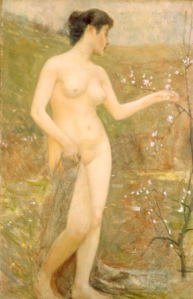 Nude with Peach Blossoms - 藤島武二