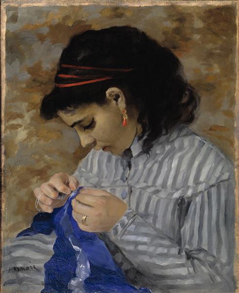 Lise Sewing, 1866 - 雷諾瓦