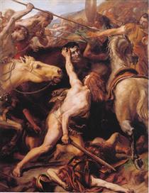 The Gaul Ducar decapitates the Roman general Gaius Flaminius at the Battle of Lake Trasimene - Joseph-Noël Sylvestre