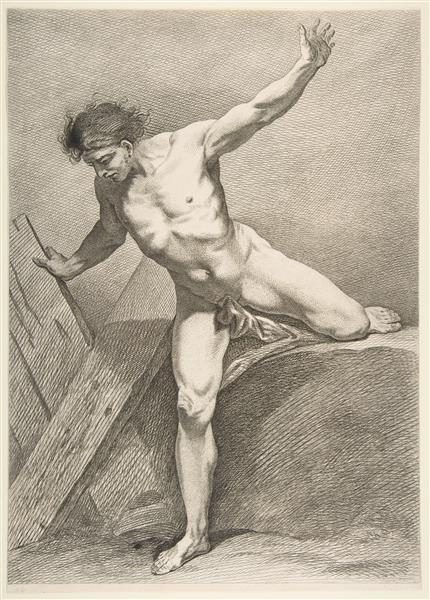 Striding Man Leaning on a Plank - Charles-André van Loo