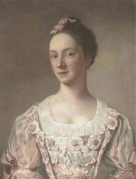 Portrait of a Young Lady, Bust-length, in a Pink Dress Decorated with Rosettes - Jean-Étienne Liotard