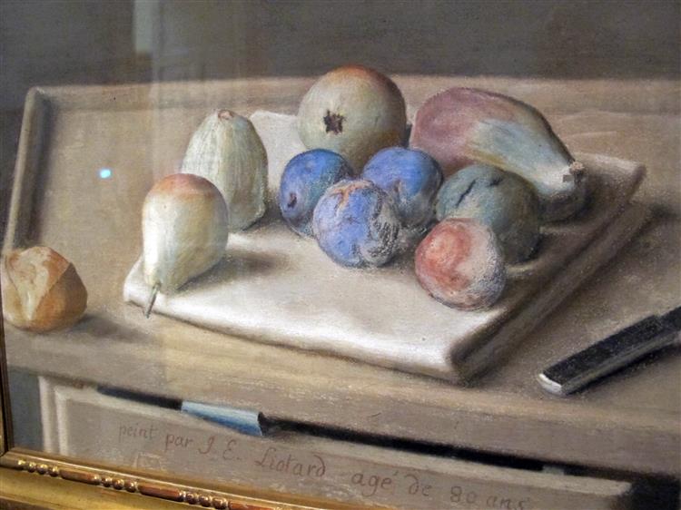 Fruit on a tray, bread and knife, 1782 - Jean-Étienne Liotard