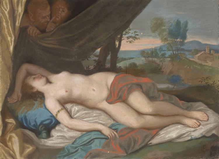 Sleeping nymph spied by satyrs (after a painting based on a print by Anthony van Dyck), c.1756 - c.1788 - Жан-Этьен Лиотар