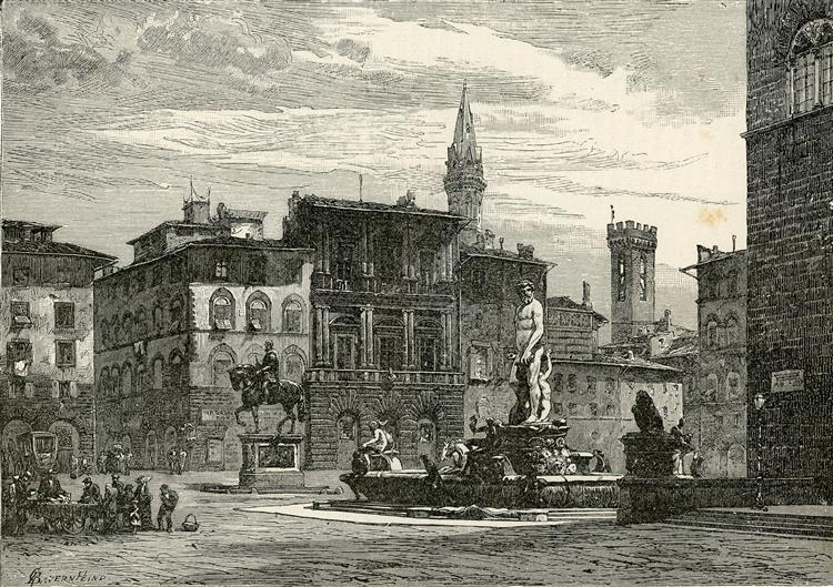 La Fontana Del Nettuno, in Piazza Della Signoria, 1894 - Gustav Bauernfeind