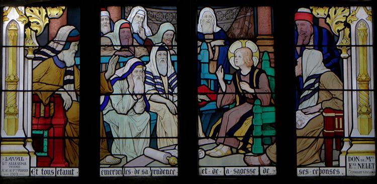 Life of Christ. Eglise Saint-Sulpice de Fougères (1er Registre. L'enfant Jésus Et Les Docteurs), 1919 - Ludovic Alleaume