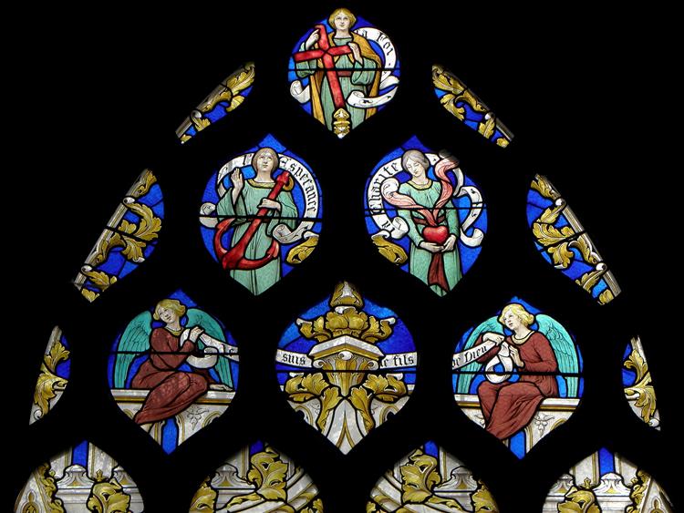 Jesus and the Samaritan woman. Eglise Saint-Sulpice de Fougères (Tympan. Anges Et Vertus Théologales), 1919 - Ludovic Alleaume