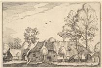 Large Farm, Plate 10 from Regiunculae Et Villae Aliquot Ducatus Brabantiae - Meister der kleinen Landschaften