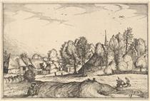 Road into a Village, Plate 19 from Regiunculae Et Villae Aliquot Ducatus Brabantiae - Meister der kleinen Landschaften