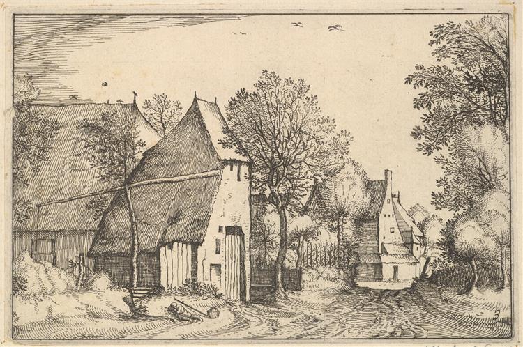Village Road, plate 3 from Regiunculae et Villae Aliquot Ducatus Brabantiae, c.1610 - Meister der kleinen Landschaften