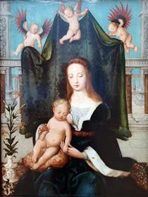 Mary with the Sleeping Christ Child - 老漢斯‧霍爾拜因