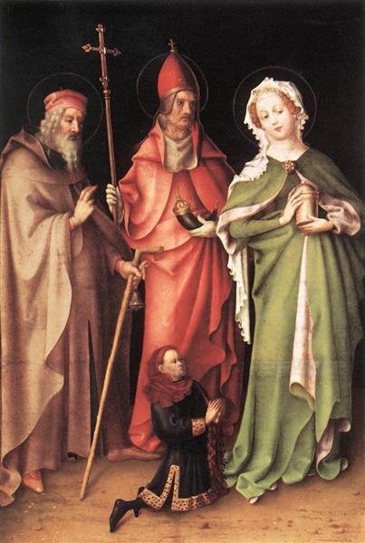Sts Anthony the Hermit, Cornelius and Mary Magdalen with a Donor, c.1445 - Stefan Lochner