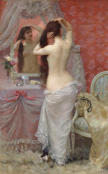 Jeune Femme Nue Se Coiffant, c.1887 - Jean-André Rixens
