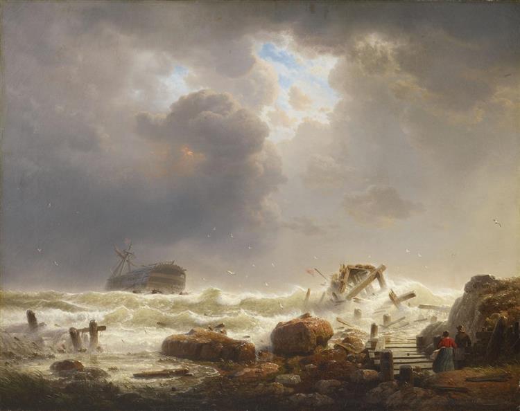 Storm On The Coastline, 1846 - Андреас Ахенбах