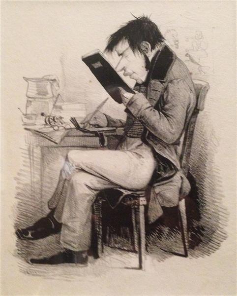 Caricature of the short-sighted editor of the Düsseldorfer Zeitung Dr. Heinemann, 1849 - Андреас Ахенбах