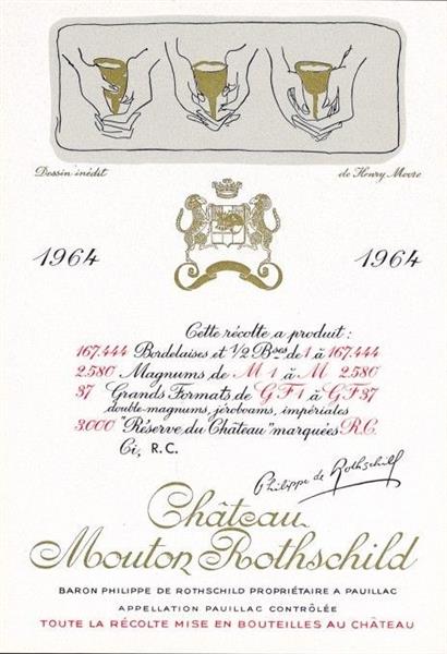 Дизайн этикетки "Chateau Mouton Rothschild", 1964 - Генри Мур