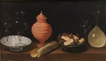 Still-life of Glass, Pottery, and Sweets - Хуан Ван дер Амен