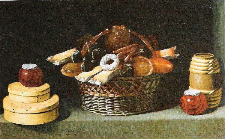 Tisch Mit Korb Und Süßigkeitenschachteln - Juan van der Hamen