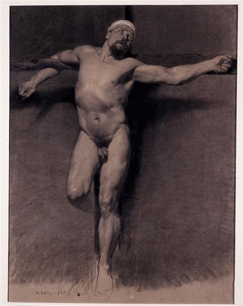 Naked Male. Study for a Crucifixion, 1860 - Mariano Fortuny