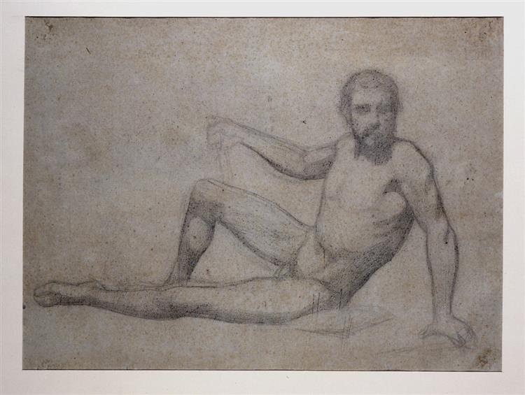 Lying naked man - Marià Fortuny i Marsal