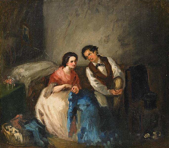 Interior with seated couple - Маріано Фортуні