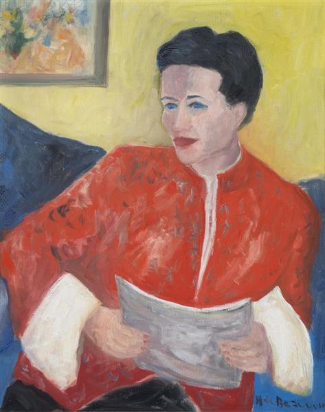 Portrait De Simone En Veste Rouge, 1986 - Hélène de Beauvoir
