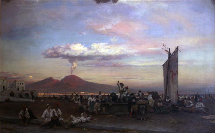 The Mole Of Naples, 1859 - Освальд Ахенбах