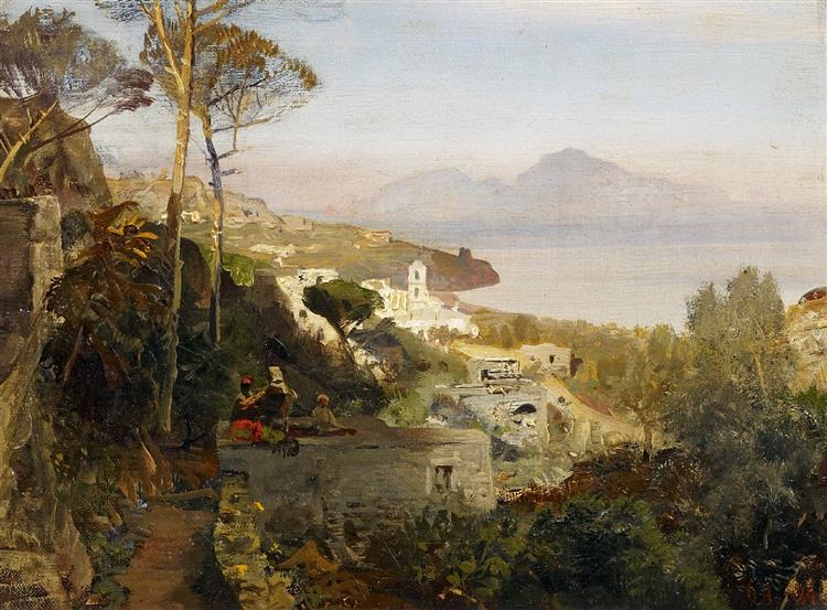 View from Sorrento to Capri, 1884 - Освальд Ахенбах
