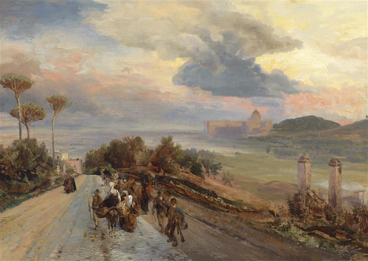 Via Cassia Near Rome With A View Of The Vatican, 1878 - Oswald Achenbach