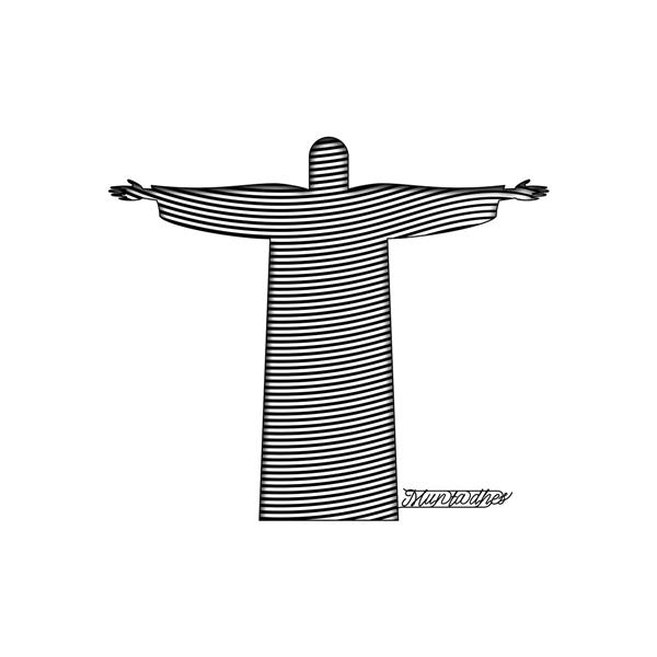 Rio de Janeiro statue line art, 2020 - Мунтадхер Салех