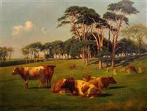 Cattle and Sheep in Pasture - William Sidney Cooper