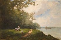 ON THE BANKS OF THE SEINE - Nathaniel Hone the Younger