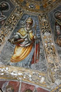 A Pope Doctor of the Church (possibily Leo the Great). Detail from the Ceiling of the Altar Chapel in the Cappella Di Sant'aquilino in the Basilica Di San Lorenzo Maggiore in Milan - Carlo Urbino